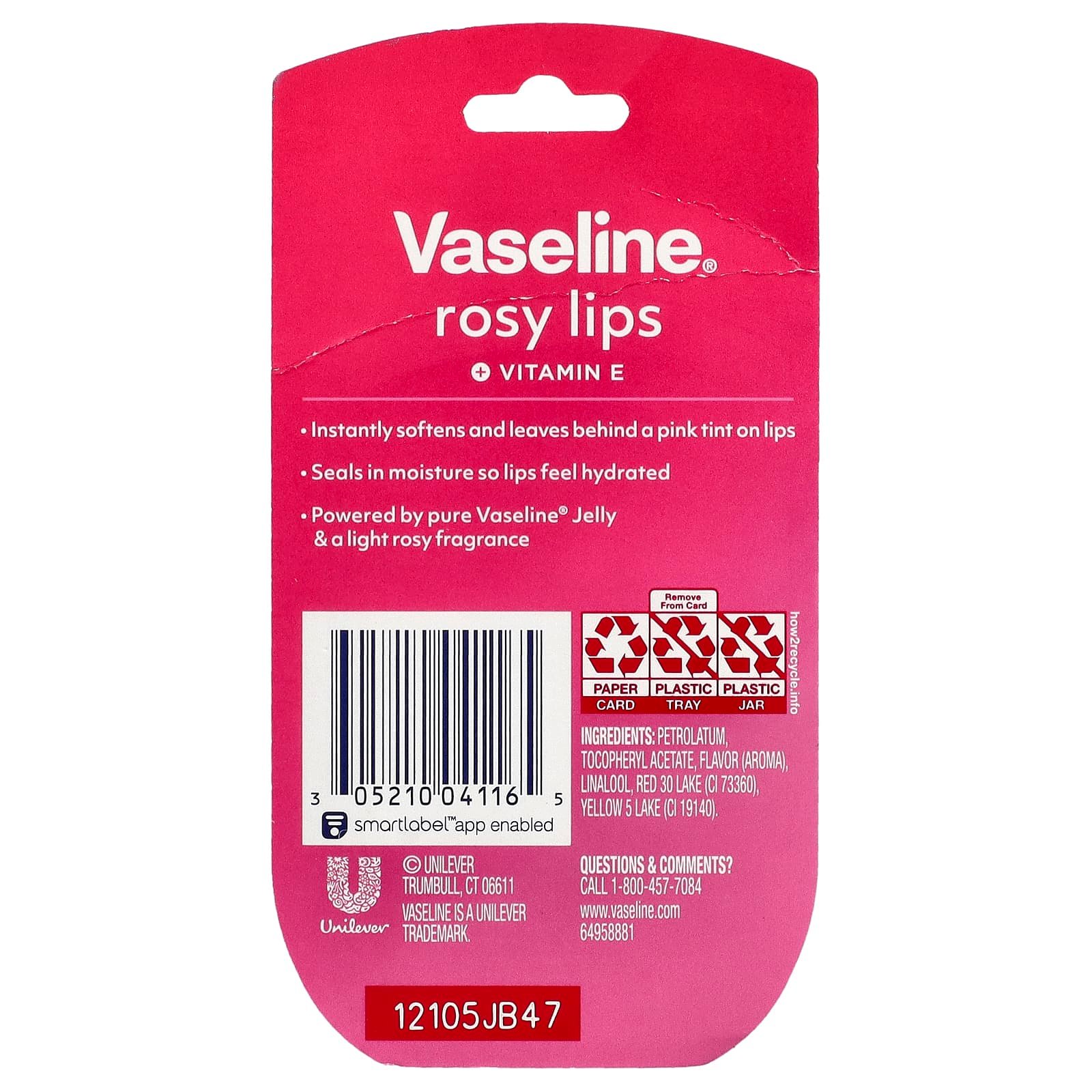 Vaseline, Lip Therapy® Jelly, Rosy Lips, 2 Pack, 0.25 oz (7 g) Each