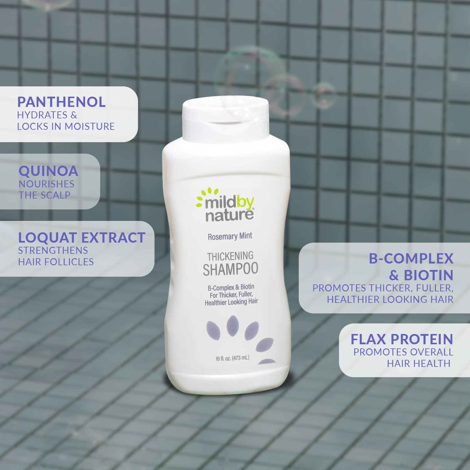 Mild By Nature, Thickening Shampoo, B-Complex & Biotin, Rosemary Mint, 16 fl oz (473 ml)