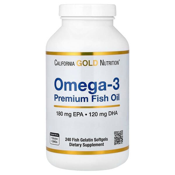 California Gold Nutrition, Omega-3, Premium Fish Oil, 240 Fish Gelatine Capsules (1,100 mg per Capsule)