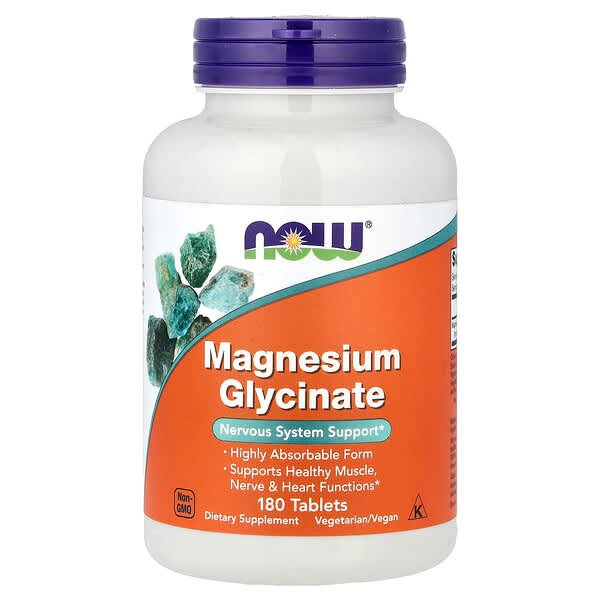 NOW Foods, Magnesium Glycinate, 180 tablets (100 mg per tablet)