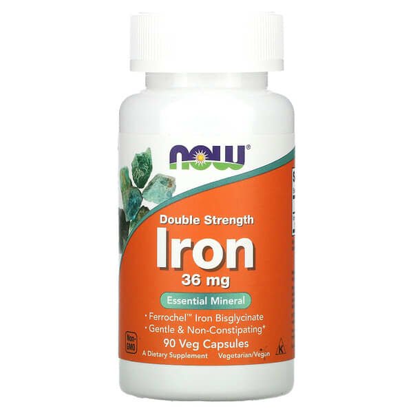 NOW Foods, Iron, 36 mg, 90 Veg Capsules