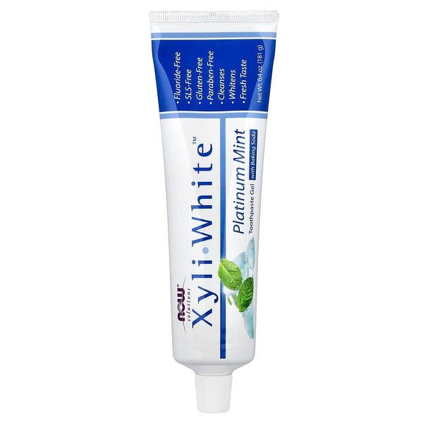 NOW Foods, Solutions, XyliWhite™, Toothpaste Gel with Bicarbonate of Soda, Platinum Mint, 6.4 oz (181 g)