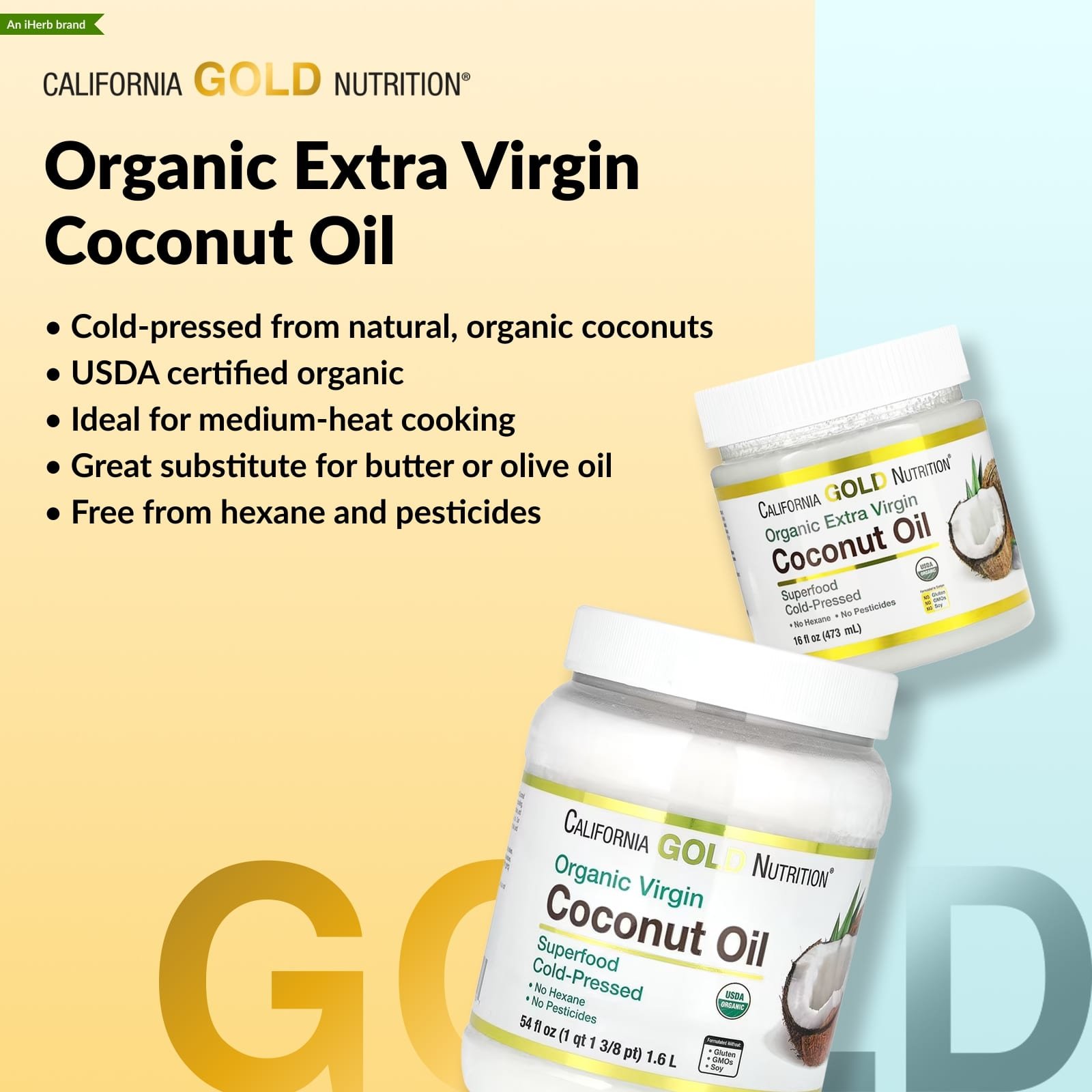 California Gold Nutrition, Superfoods, Cold Pressed Organic Virgin Coconut Oil, 473 ml (16 fl oz)