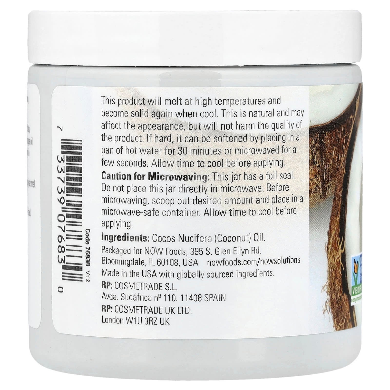 NOW Foods, Solutions, Coconut Oil, Natural, 7 fl oz (207 ml)