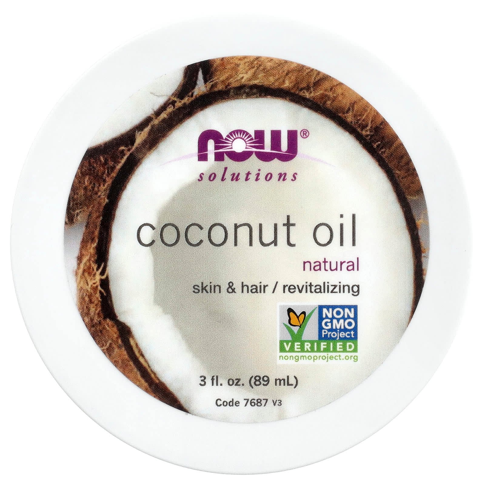 NOW Foods, Solutions, Coconut Oil, Natural, 3 fl oz (89 ml)