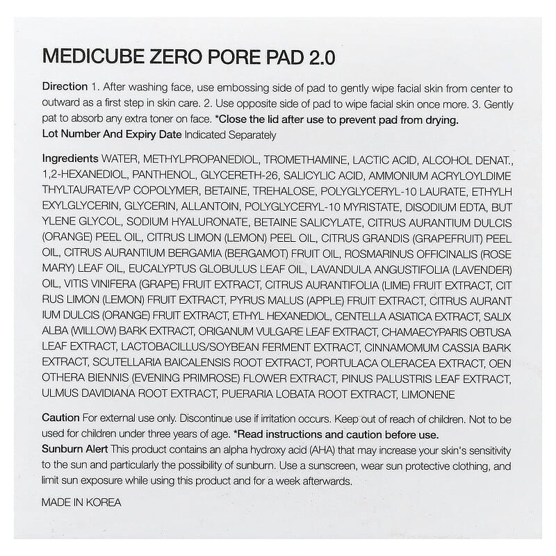 Medicube, Zero Pore Pad 2.0, 70 Pads