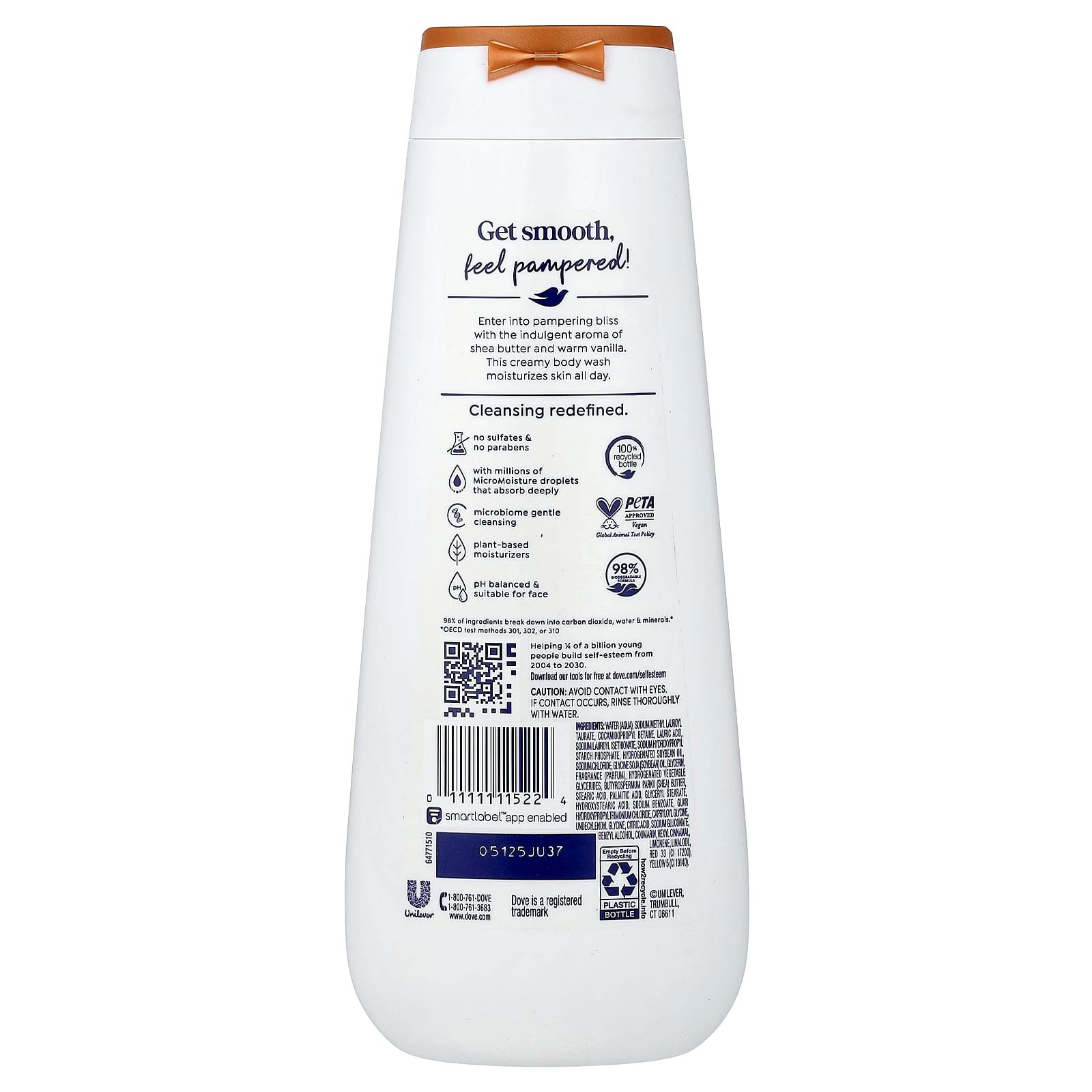 Dove, Pamper Body Wash, Shea Butter + Vanilla, 20 fl oz