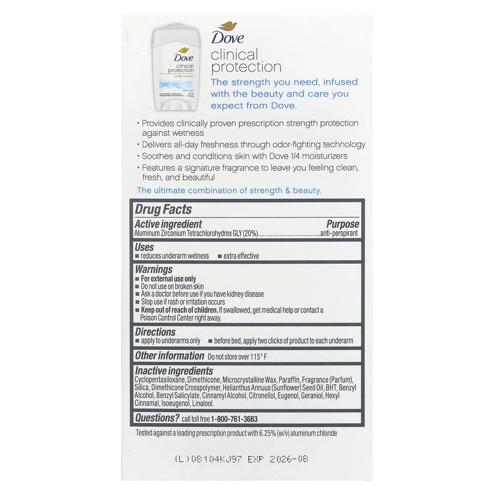 Dove, Clinical Protection, Anti-Perspirant Deodorant, Original Clean, 48 g (1.7 oz)