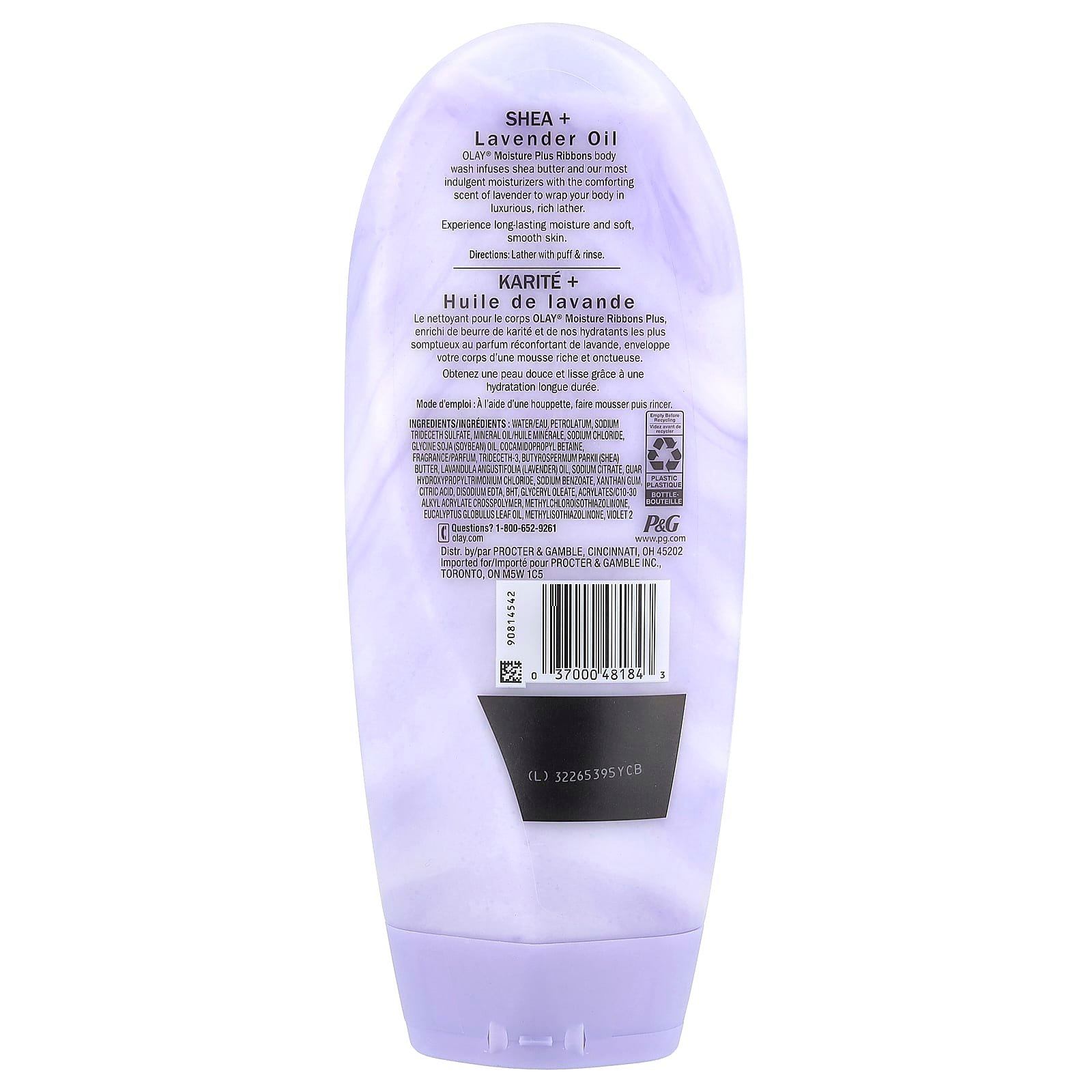 Olay, Moisture Ribbons Plus, Body Wash, Shea + Lavender Oil, 18 fl oz (532 ml)
