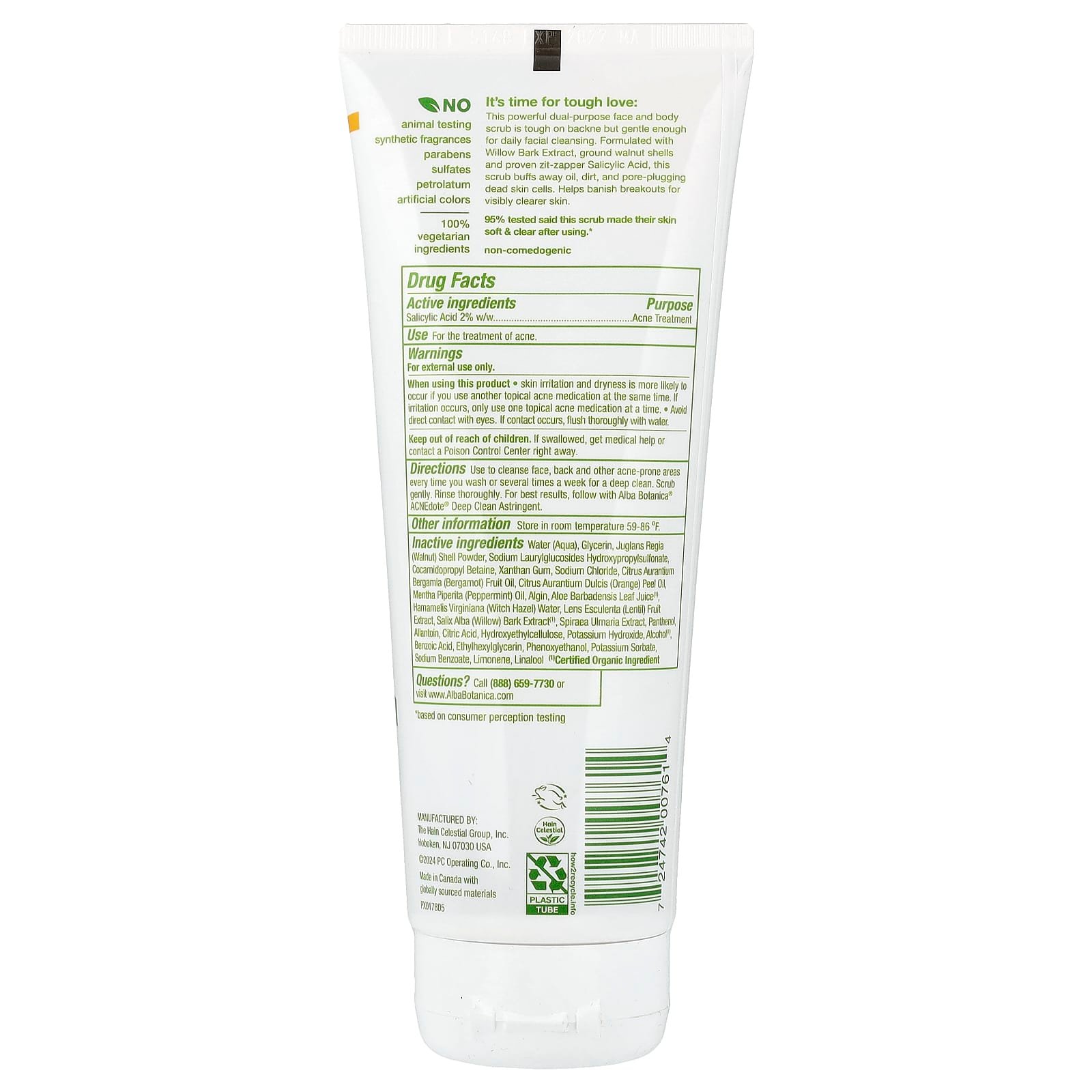 Alba Botanica, Acnedote®, Exfoliating Face & Body Scrub, 237 ml (8 fl oz)