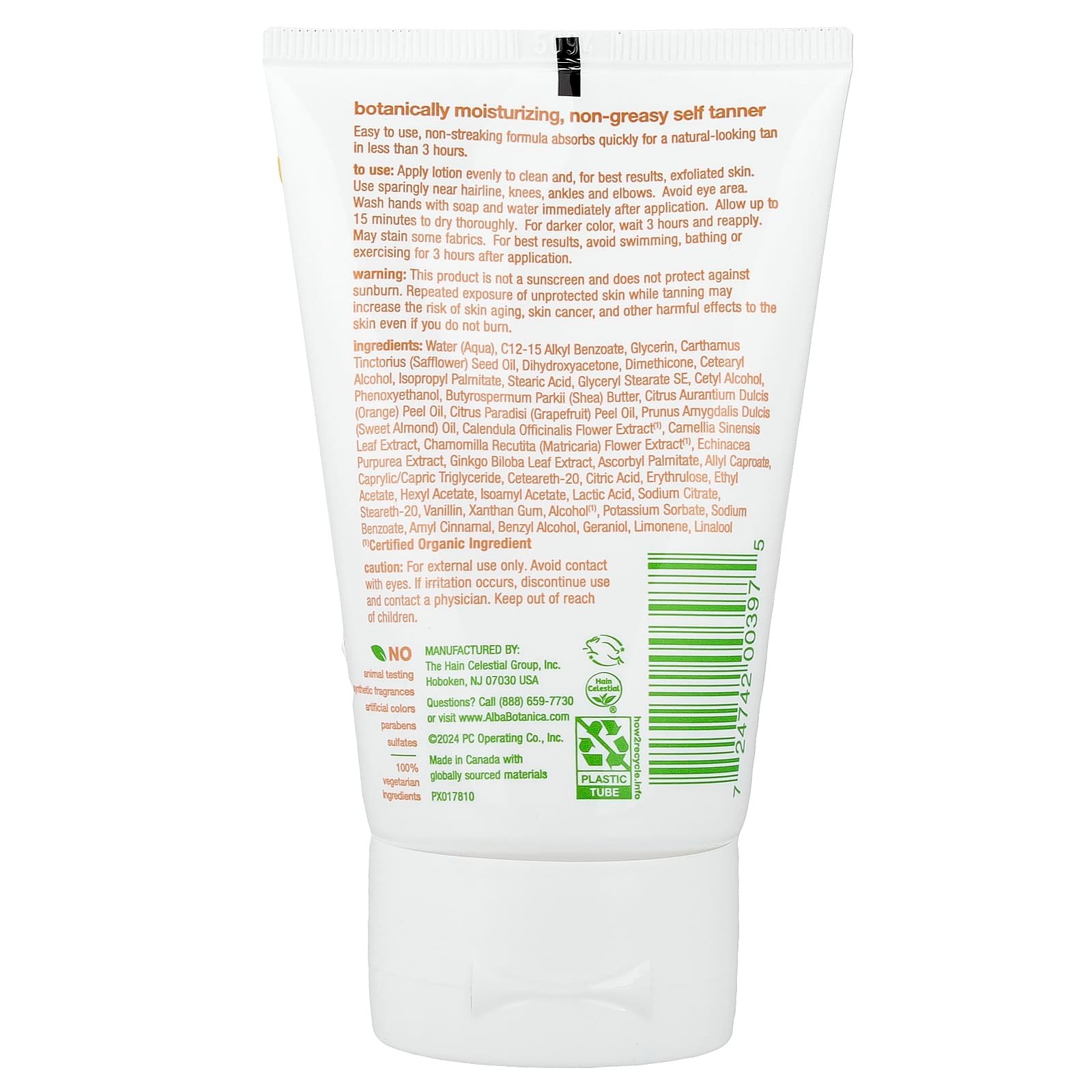 Alba Botanica, Sunless Tanner, 4 oz (113 g)