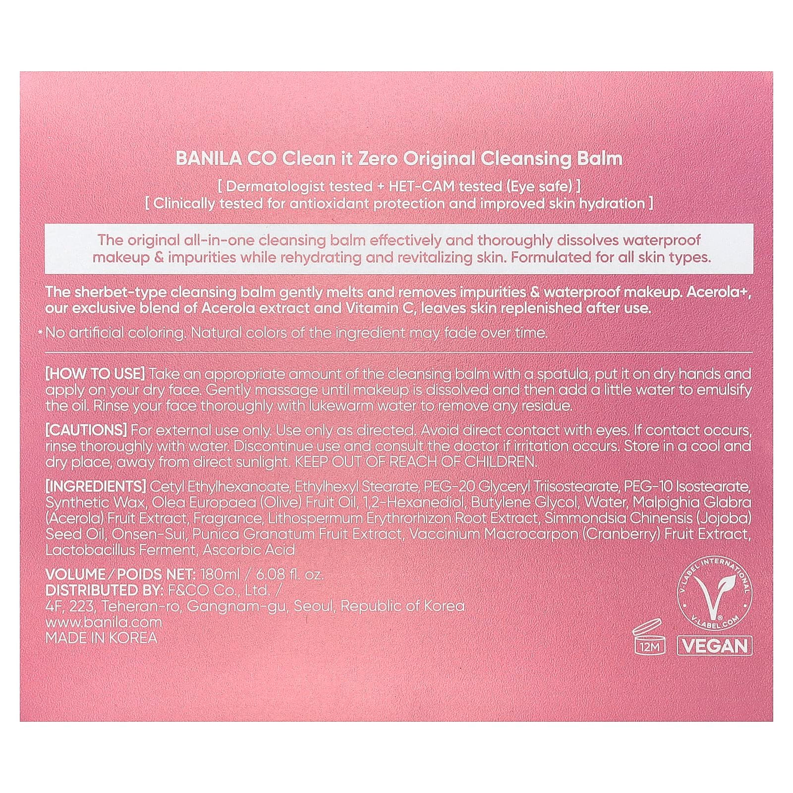 Banila Co, Clean It Zero, Original Cleansing Balm, 6.08 fl oz (180 ml)
