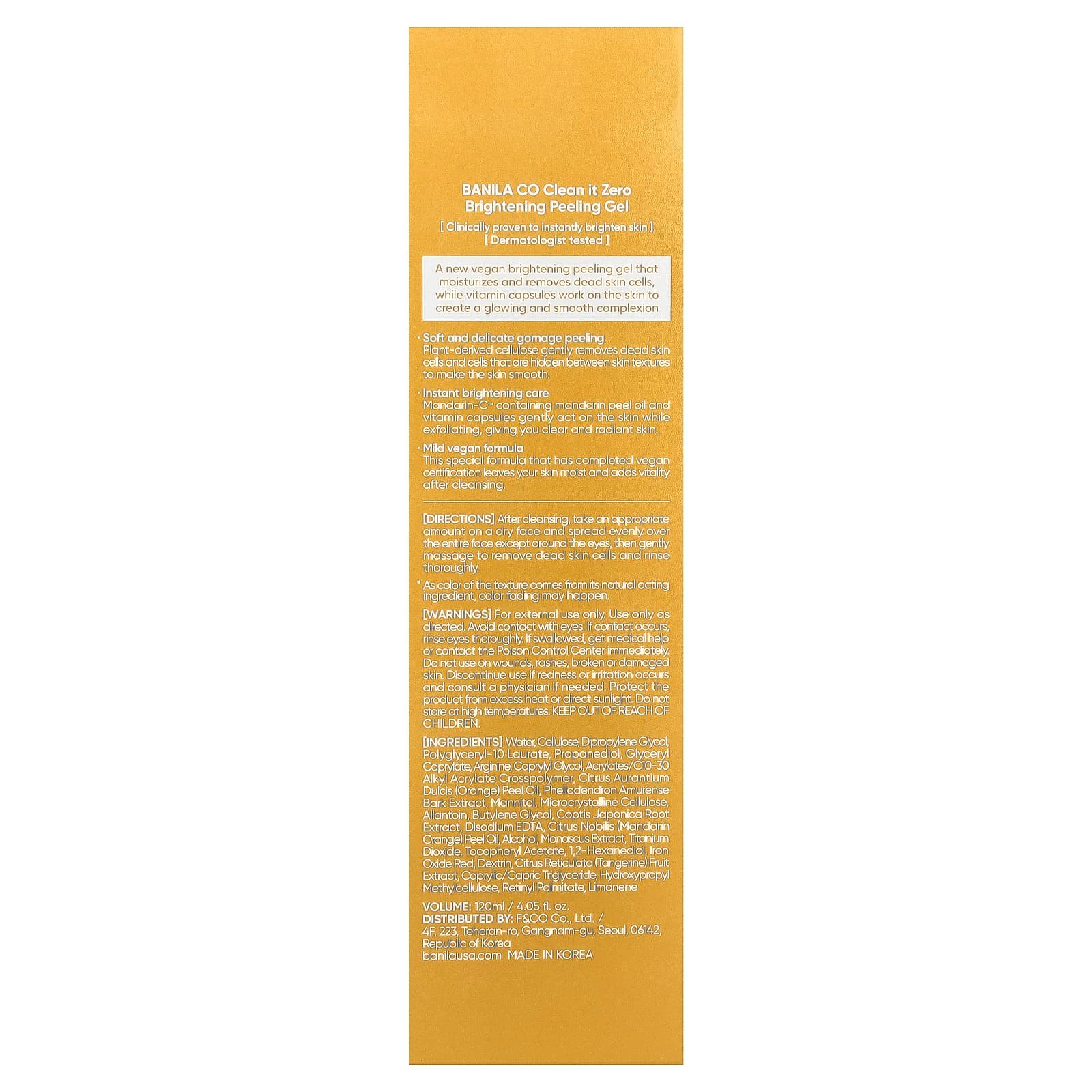 Banila Co, Clean It Zero, Brightening Peeling Gel, For All Skin Types, 4.05 fl oz (120 ml)