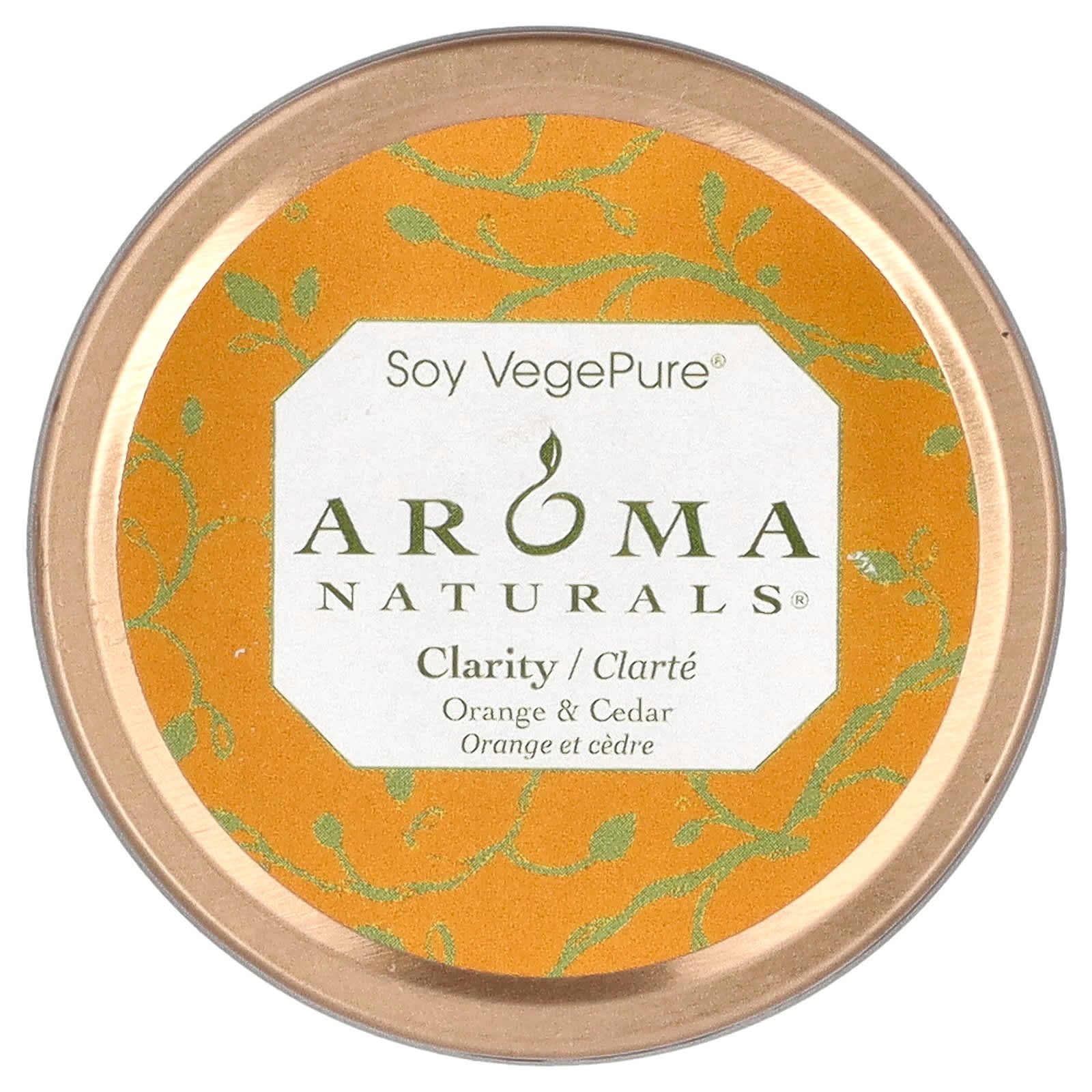 Aroma Naturals, Soy VegePure®, Travel Tin Candle, Clarity, Orange & Cedar, 2.8 oz (79.38 g)