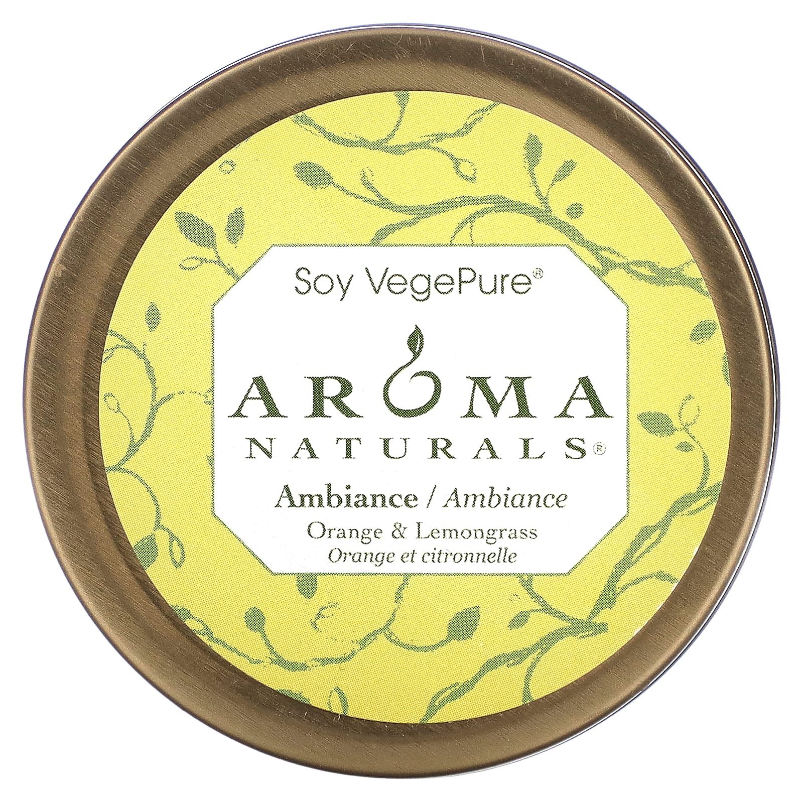 Aroma Naturals, Soy VegePure, Travel Tin Candle, Ambience, Orange & Lemongrass, 2.8 oz (79.38 g)