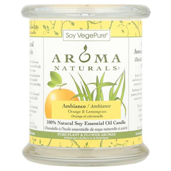 Aroma Naturals, Soy VegePure®, 100% Natural Soy Essential Oil Candle, Ambience, Orange & Lemongrass, 8.8 oz (260 g)