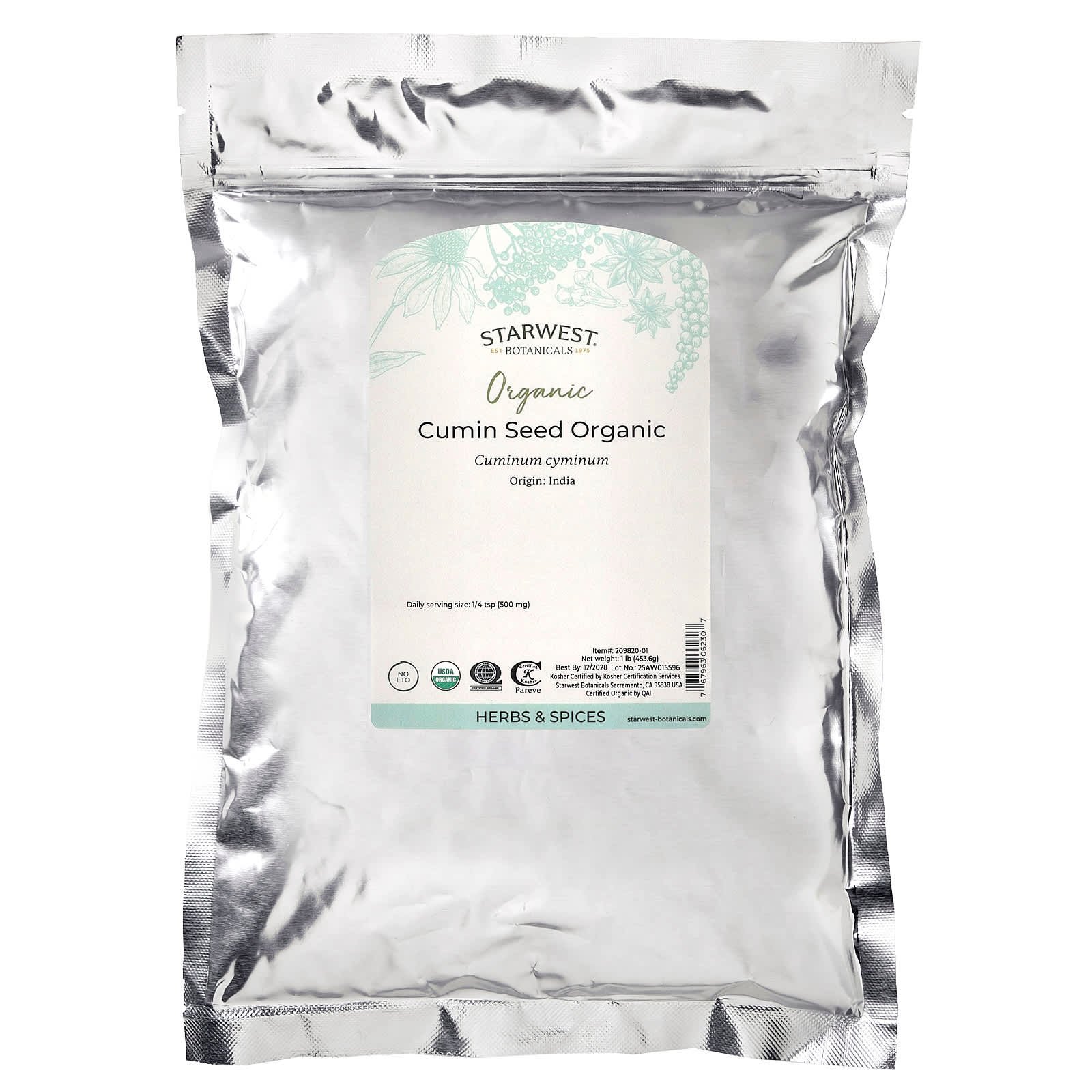 Starwest Botanicals, Organic Cumin Seed, 1 lb (453.6 g)