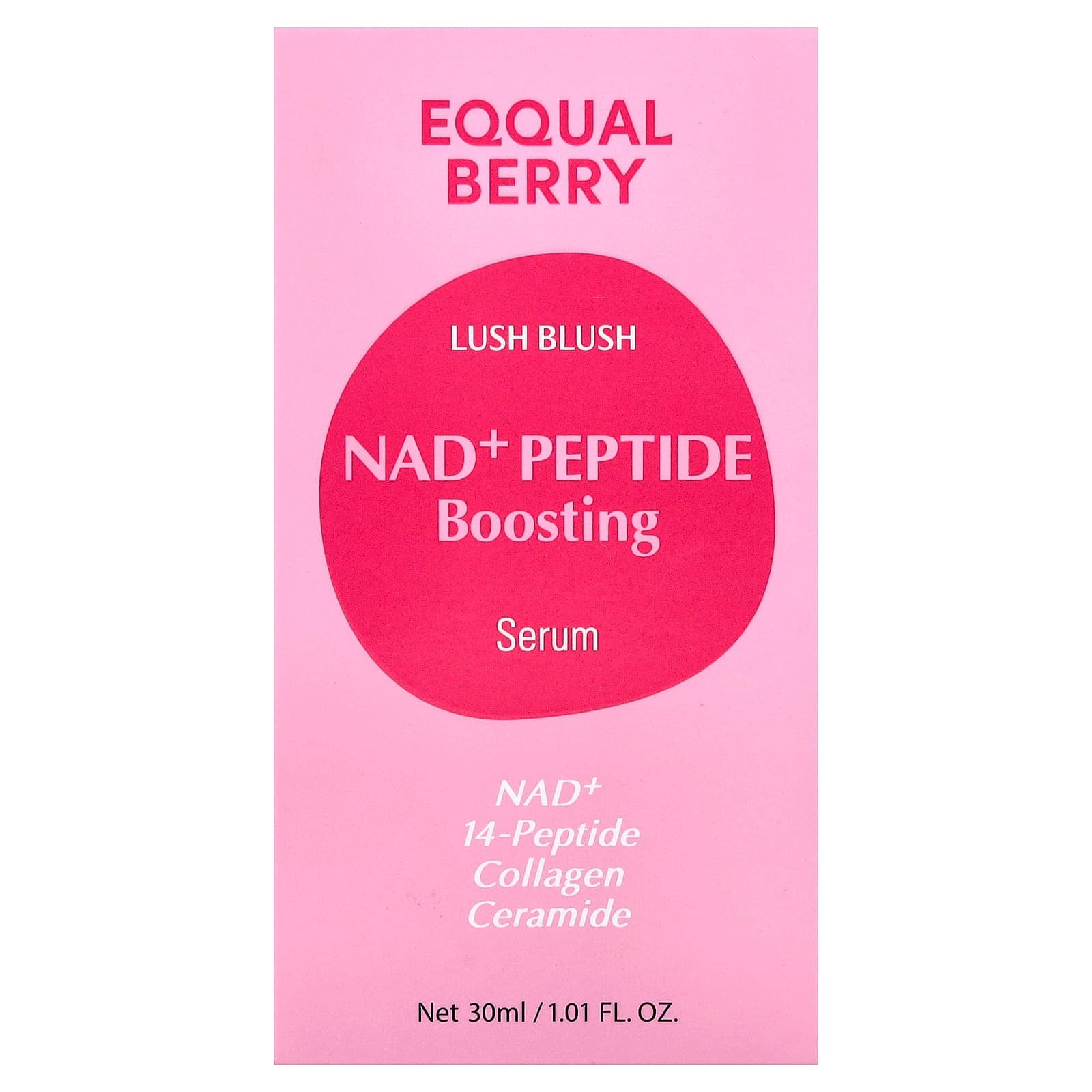 EQQUALBERRY, Lush Blush, NAD + Peptide Boosting Serum, 1.01 fl oz (30 ml)